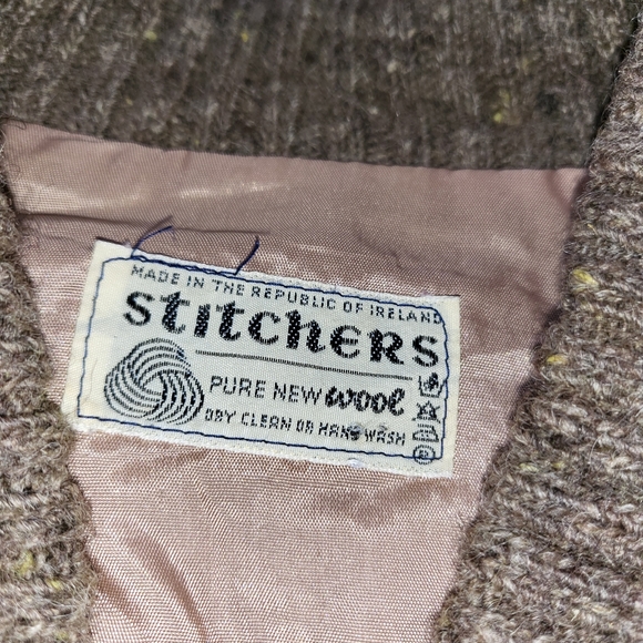 Vintage Irish Wool Patchwork Sweater Coat - Picture 6 of 8